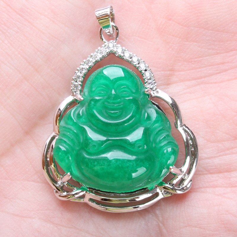 Imperial Green Jades Buddha Inlaid Rhinestone Pendant 1PCS: FK160