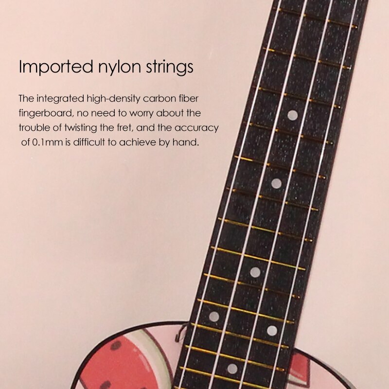 Ukulele mit wassermelonenmuster, hawaii-ukulele, 21 zoll, 4- saitige ukulele, kindergitarre #39 musikinstrument für kinder