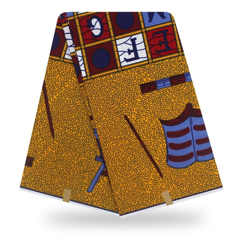 Afrikansk stoff vokstrykk ekte voksduk 100%  bomullsmateriale 6 yards afrikansk ankara bomull voks stoff for kjole: Farge 5