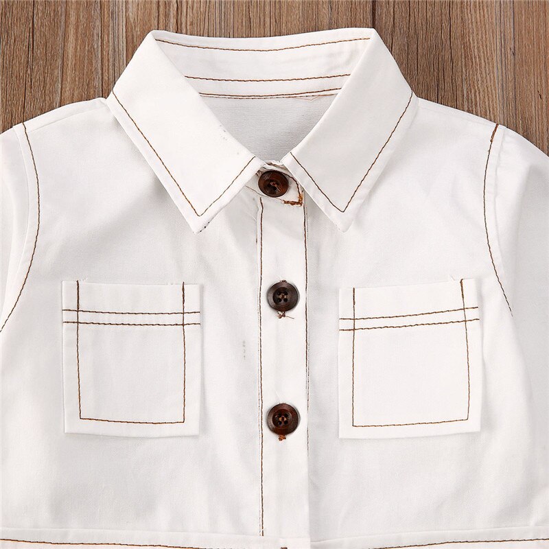1-6 anni di Ragazze Del Bambino Tute e Salopette Del Capretto Manica Lunga Pulsante Body e Pagliaccetti Della Tuta Della Tuta Per Le Ragazze Tute e Salopette Bianco Vestiti Delle Ragazze vestito