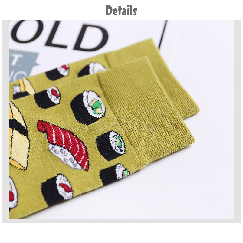 5 Paires/pack Happy Socks D'avocat Sushi Omelette Burger Pomme Nourriture Drôle Coton Chaussettes Femmes Chaussette Longue Hiver Femme