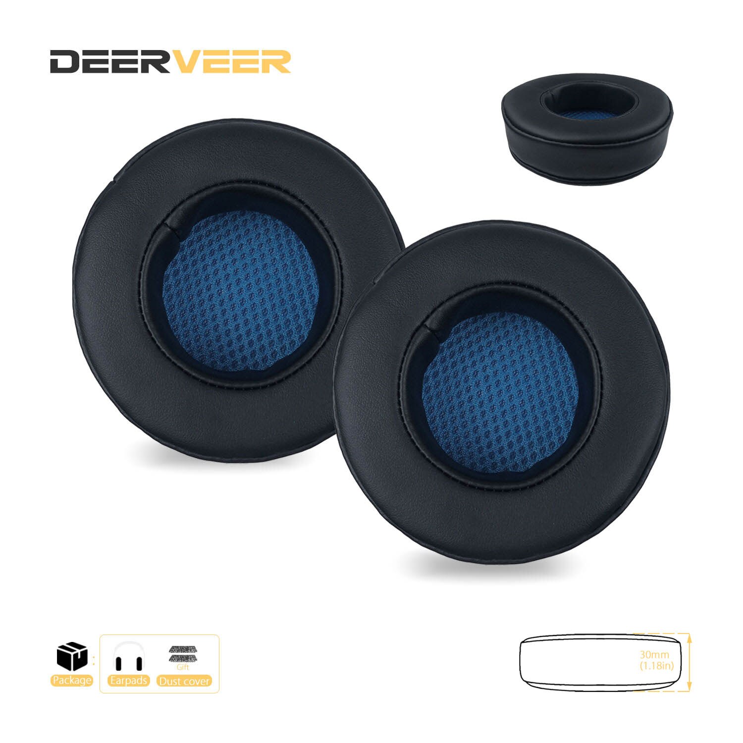 DEERVEER-almohadillas de repuesto para auriculares Bluedio T5, T4, T4S, cojines de espuma viscoelástica gruesa, diadema: 8Thicken Blue