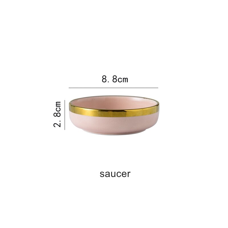 Pink Ceramic Dinner Plates Dishes Tableware Set Cake Food Plates Salad Soup Bowl Dinnerware Set for Restaurant Hotel: saucer