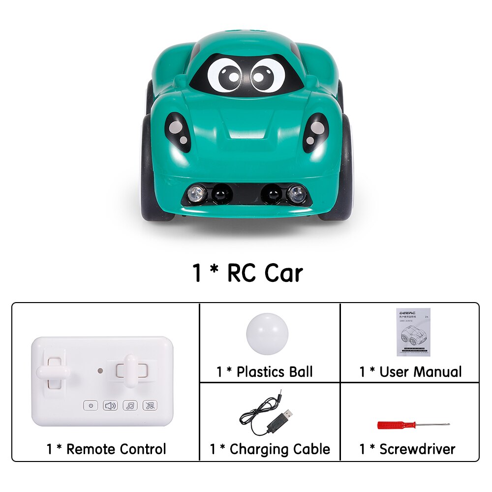 RC Car for Kids Mini Car Object Avoidance Follow Mode Track Drive Sound Effects 360 Degree Rotation 2.4G Remote Control Car: Green