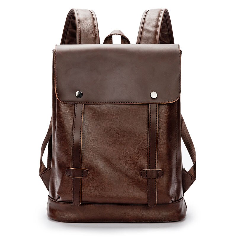 Mochila De Cuero Pu impermeable para hombre, bolso de viaje, escolar, marrón, para Notebook, universidad, Vintage