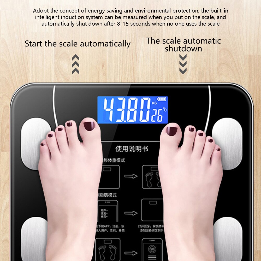 Bathroom Scale Bluetooth Digital Weighing Body Composition Analyzer LED Display Smart Wireless Electronic Body Scales
