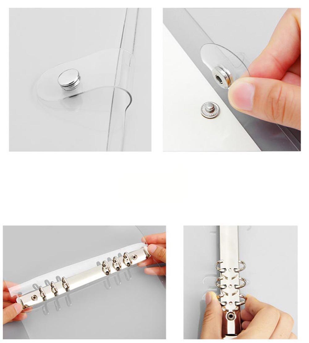 A5 A6 Loose-leaf Notebook Case Cover Transparent Shiny Replaces Notebook 6 Holes Inner Pages Paper Shell