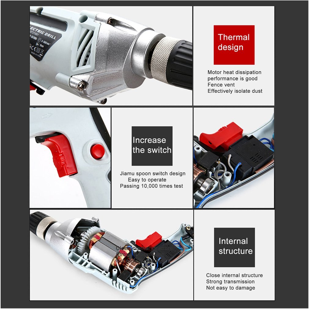 550W Electric Handheld Screwdriver Drill Self-lock Chuck/Metal Chuck Electric Drilling Machine Mini Hand Drill Power Tool