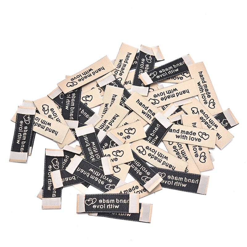 50 Stuks Handgemaakte Tags Borduurwerk Gedrukte Etiketten Kleding Vlag Label Kledingstuk Label Diy Tags Craft Naaien Accessoires: KK