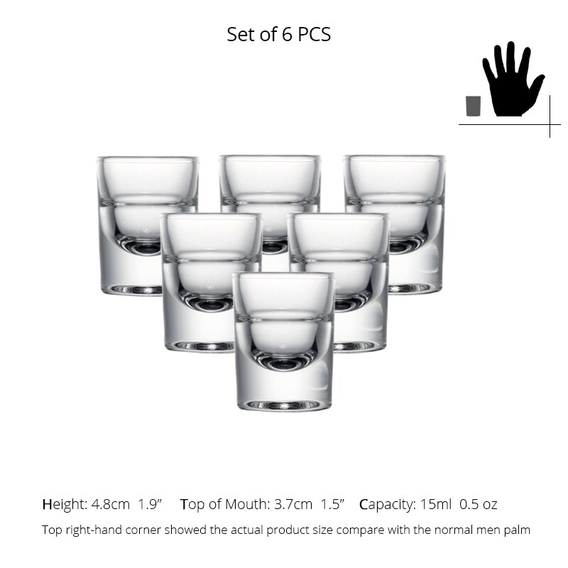6 Pack Machine Made Lead Free Glass Shot Glasses Set for Vokda Liquor Baijiu Glass Friends Party Wedding Bar Tools: 15ML ST103