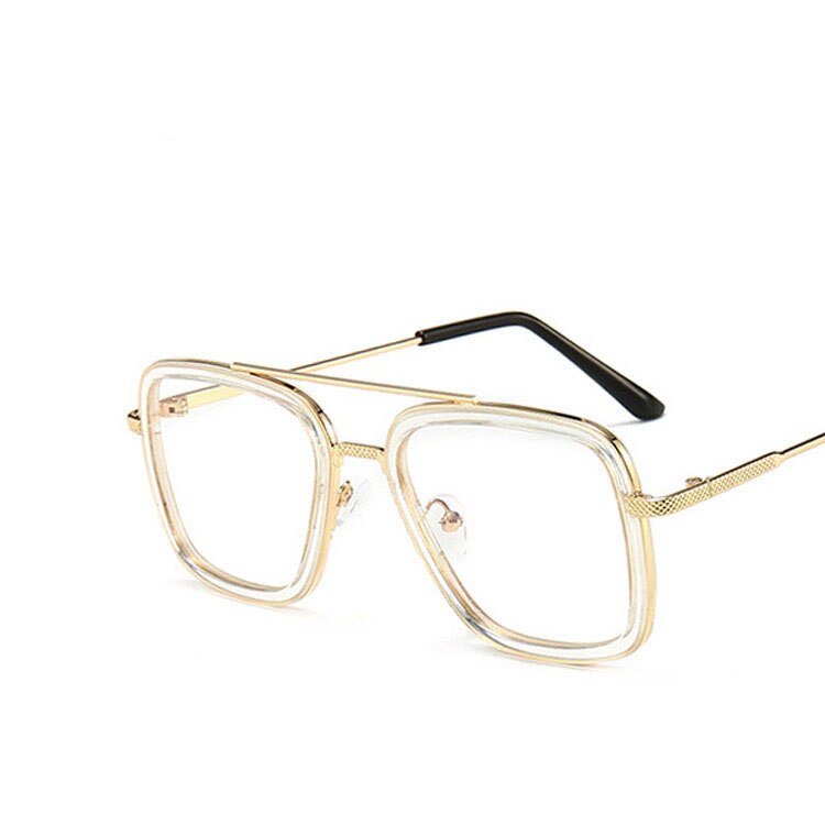 Stijl Iron Man Frame Baby 3-10 Jaar Jongens & Meisjes Zonnebril UV400 Cool Golden Metalen Bril vintage Oculos De Sol N469: Clear