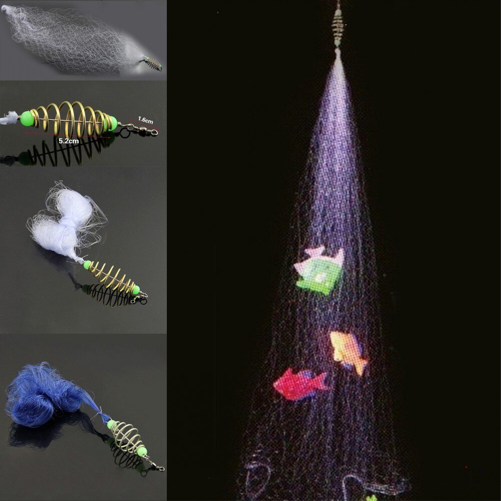 Copper Spring Shoal Fishing Net Small Mesh Netting Luminous Beads Swivel Fishing Tools color random