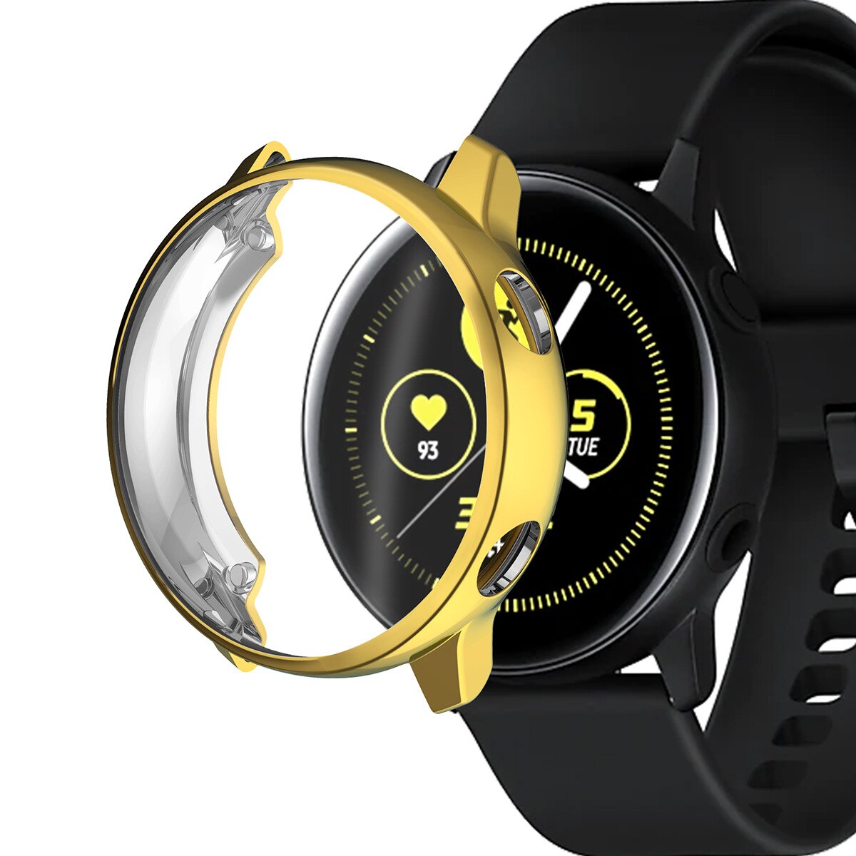 Urkasse til samsung galaxy watch active 1 cover silikone skærmbeskyttelseskasse fuld dækning smart watch bumper tilbehør: Guld