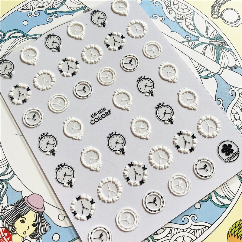 EA-025 EA-024 EA-023 EA-001 coiffeuse Miroir horloge 5D colle Arrière Nail Art Autocollants Curseurs Clou ornement décoration: EA-025