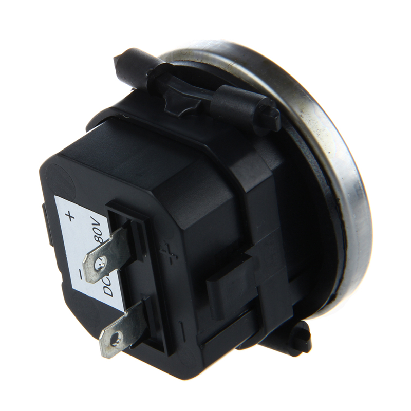 Hour Meter 6 To 80 Volts DC - Round Silvery Trim Ring