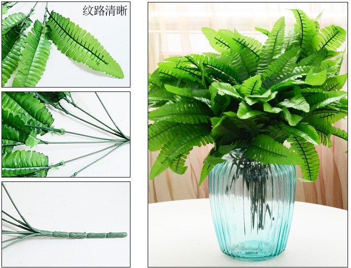 7 gaffel simulation bregne græs grøn plante kunstig bregne persiske blade blomster væghængende planter hjem bryllup butik dekoration
