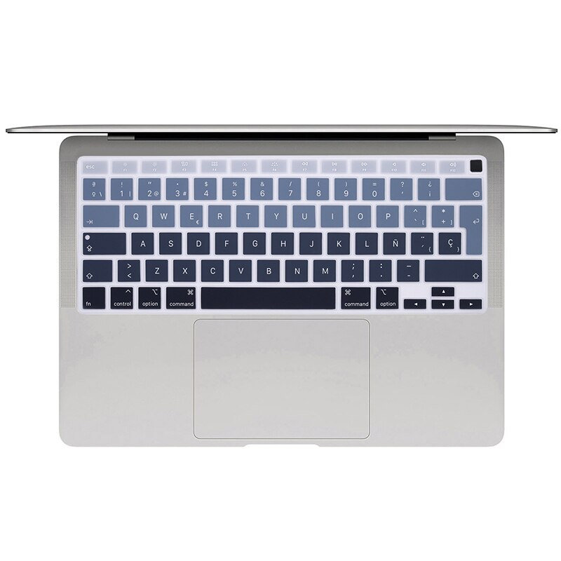 For MacBook Air 13 Keyboard Cover EU Spanish Keypad Protector Skin for Mac Book Air 13 with touch bar ID A2179 Ombre: Ombre grey