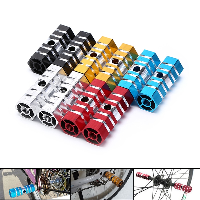 2pcs Bicycle Bike Pedals Axles Aluminum Alloy Stunt Foot Pegs Pedal for Bicycle Cycling Bike Parts 5 Colors
