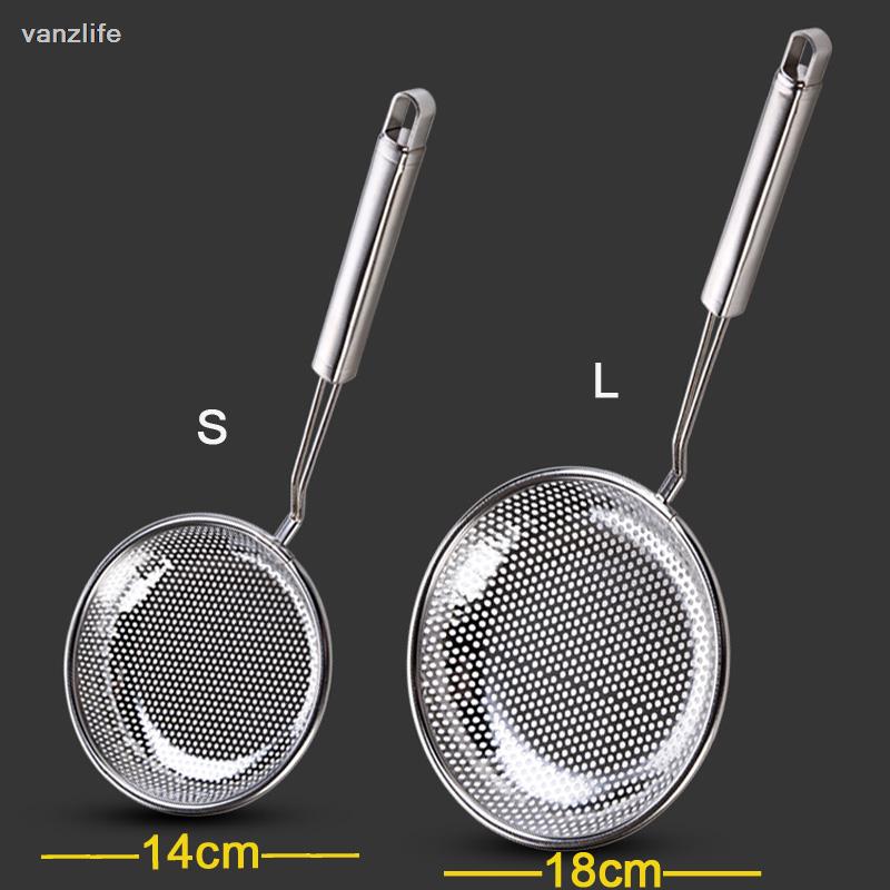 Stainless steel frying colander household fence mesh kitchen large spoon scoop filter net mesh spoon