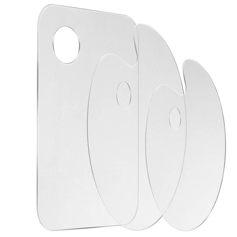 3Pcs Acrylic Paint Palette Clear Art Palette Paint Palette for DIY Craft Art Painting Plate: Default Title