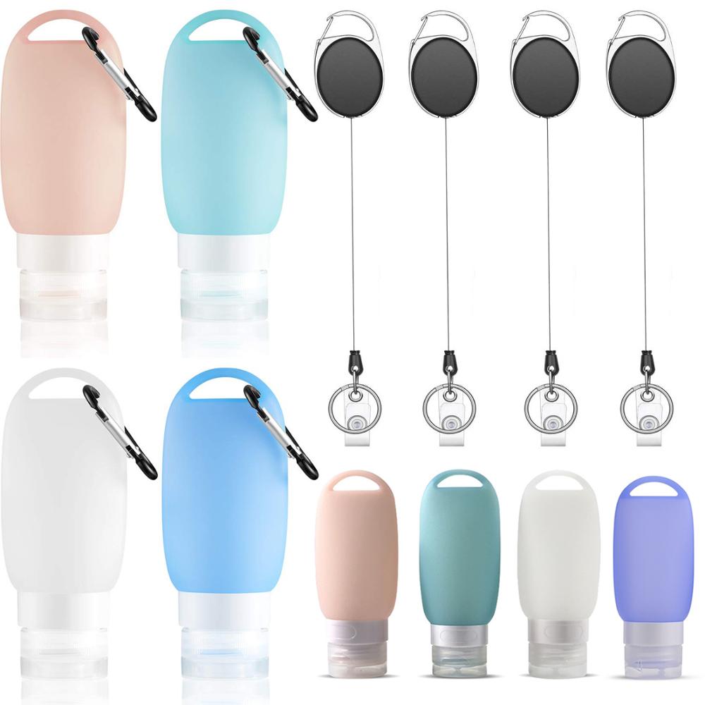 Travel Bottle Leakproof Silicone Refillable Squeezable Travel Tube with Keychain Hook for Cosmetic Toiletry Shampoo 40/60ml