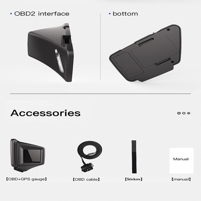 Universal OBD+GPS Head Up Display Smart Gauge On-Board Computer Dual Systems Car HUD Display Install On A-Pillar Trim /Dashboard: Default Title