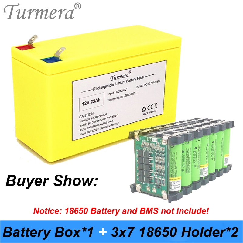 Turmera 18650 Rechargeable Liion Battery Storage Box with 3x7 Bracket