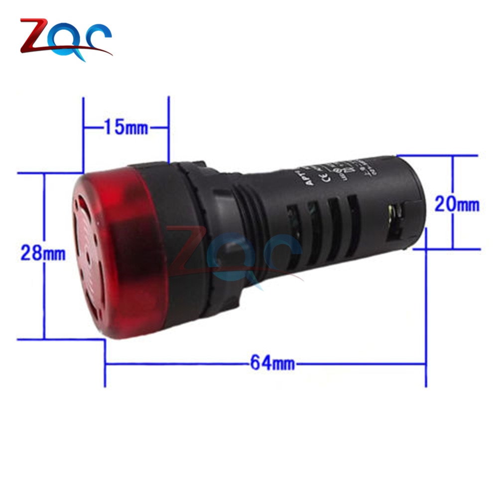 AD16-22SM Flash LED alarme Buzzer indicateur lumineux Signal lampe Flash cc 12V 24V AC 110V 220V lumière LED alarme indicateur Buzzer