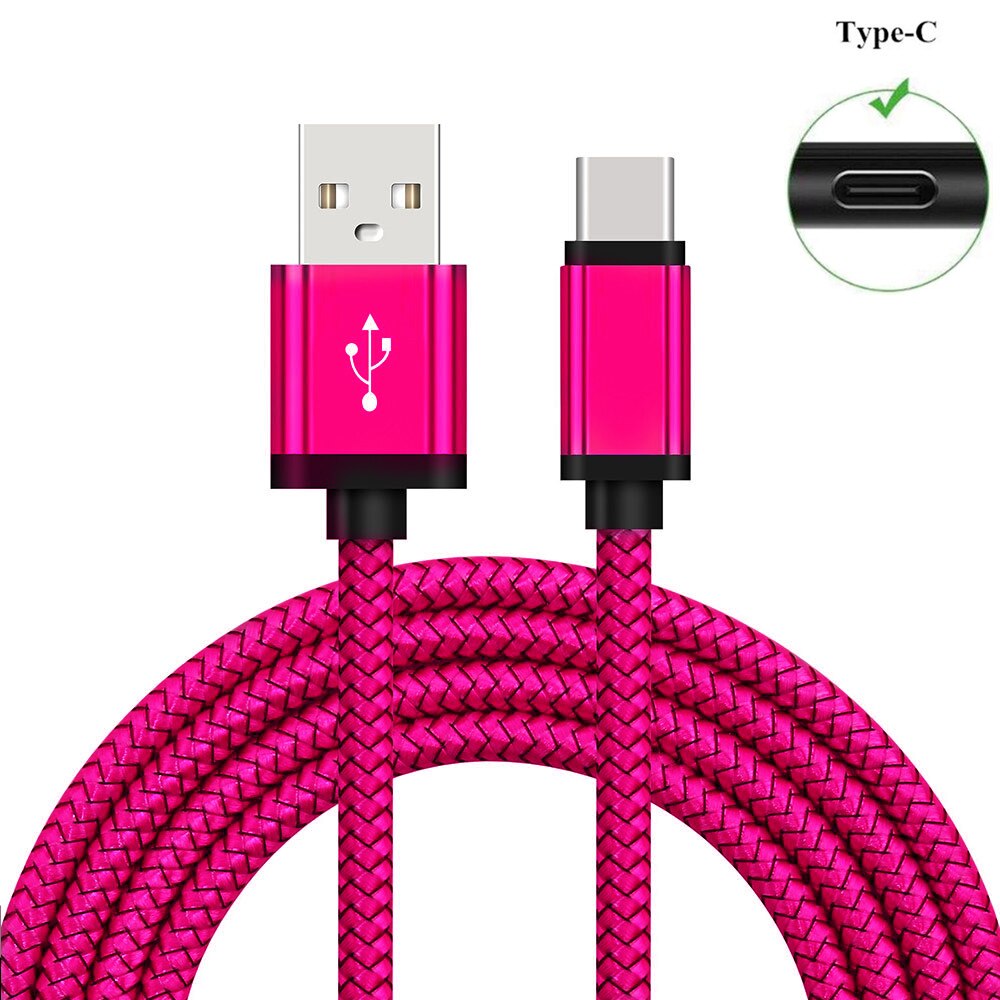 Fast Charger for Samsung Type C Cable 1m Android Charging Cable Big Head Black Pink Green Long Tyle