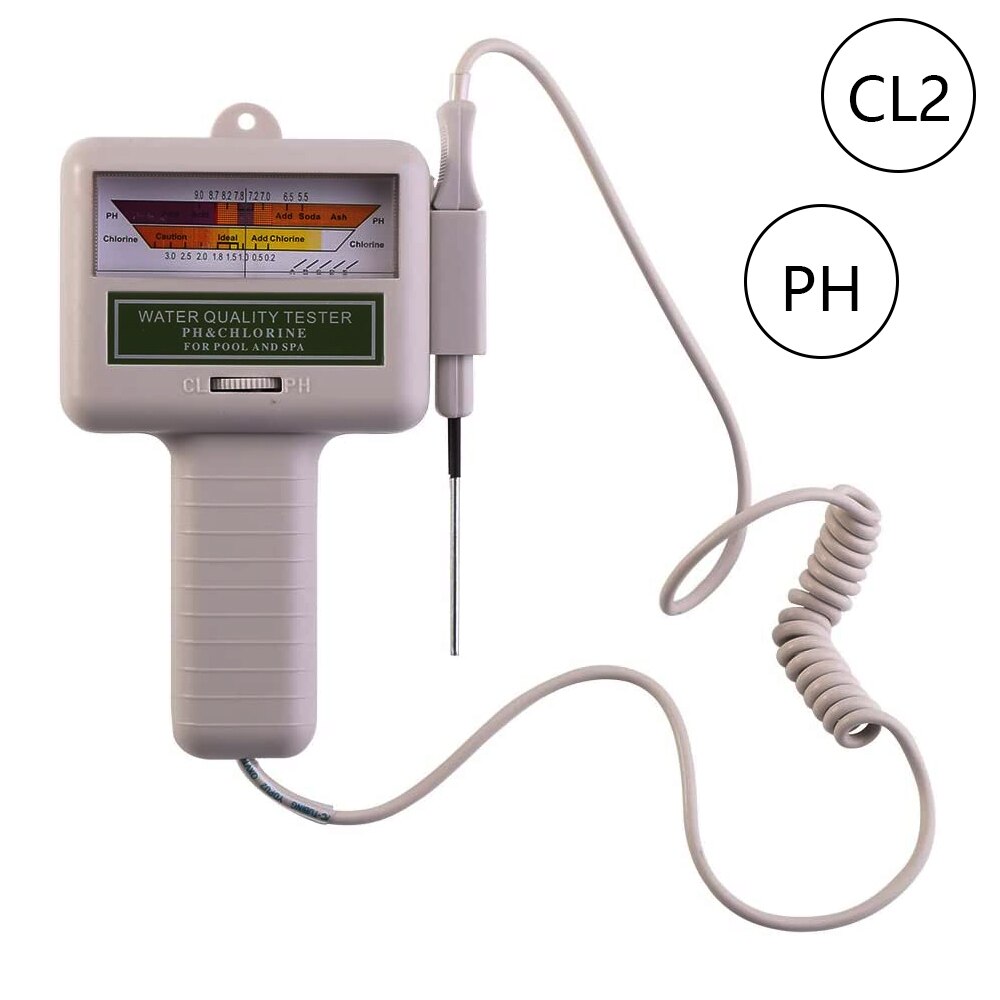 2 in 1 Chlorine And PH Meter Swimming Pool Tester CL2 Level Meter Test Spa Water Meter Monitoring Detector Analyzer: square