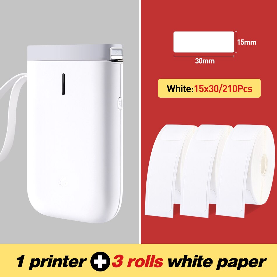 Niimbot  d11 bærbar mini bluetooth label printer lomme trådløs termisk label printer blækfri til mobiltelefon android ios: Hvid 3 whitelabel a