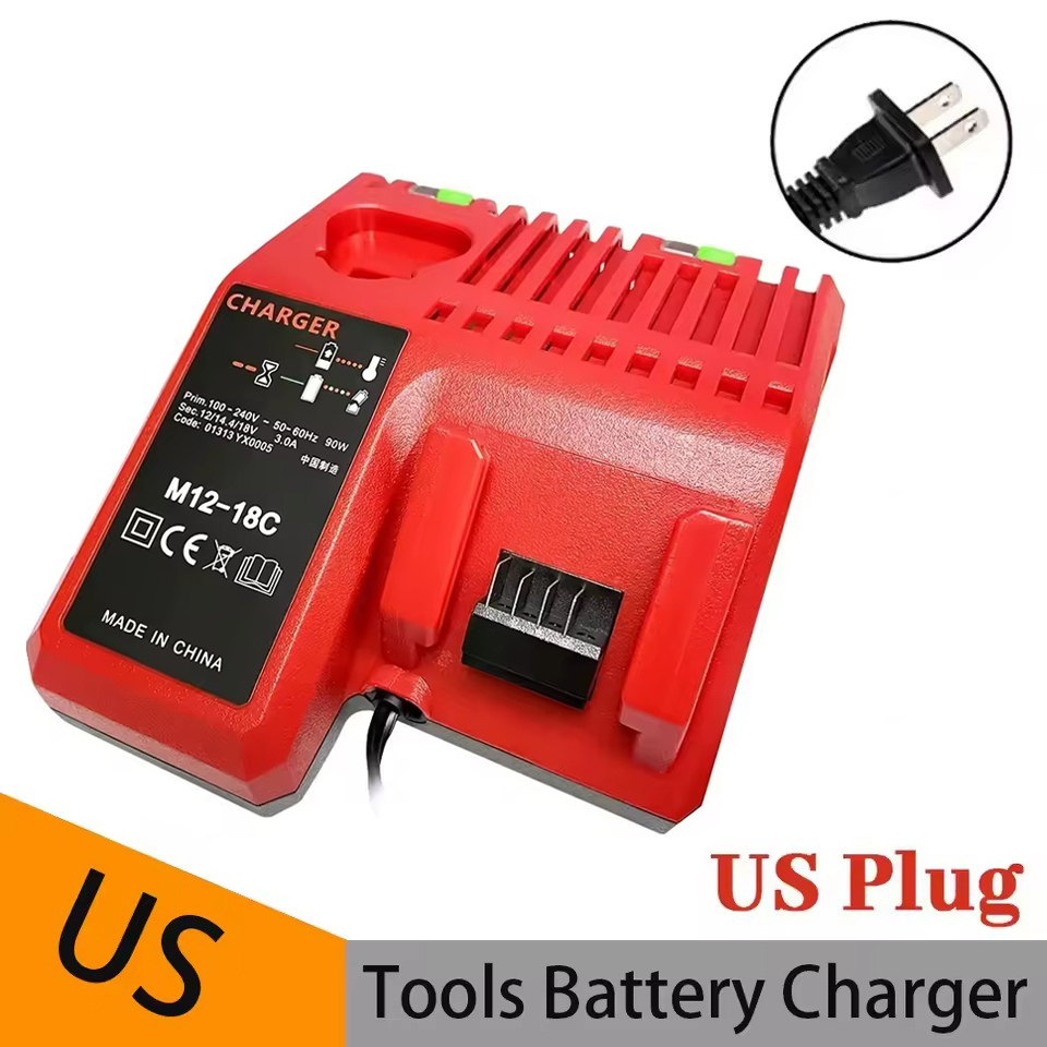 N12 N14 N18 Li-ion Battery Charger for Milwaukee 12 V 14.4V 18V C1418C 48-11-1815/1828/1840 Series Power Tool Charger EU/US Plug: Beige