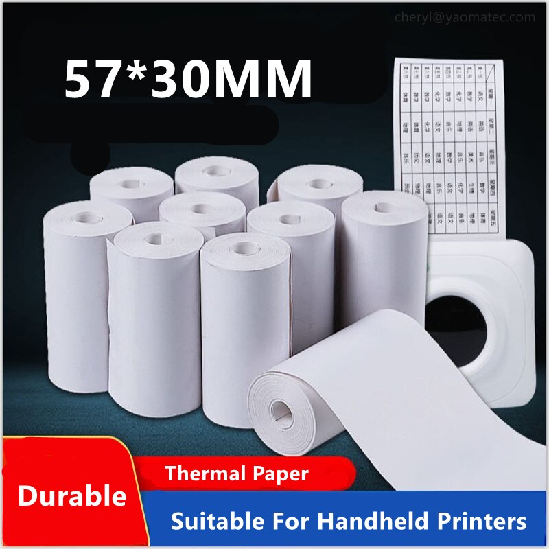 57x30mm (2.17*1.18inch) Receipt Thermal Paper Printing Label Roll for Mobile POS Photo Printer Office Stationery