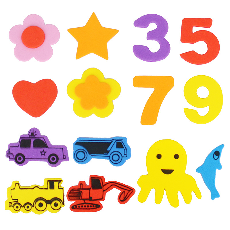 Naklejki 3D z pianki EVA Cartoon Animal Number Star Heart Vehicle Mix Color Samoprzylepne naklejki rzemieślnicze dla dzieci DIY Education Toys Gift