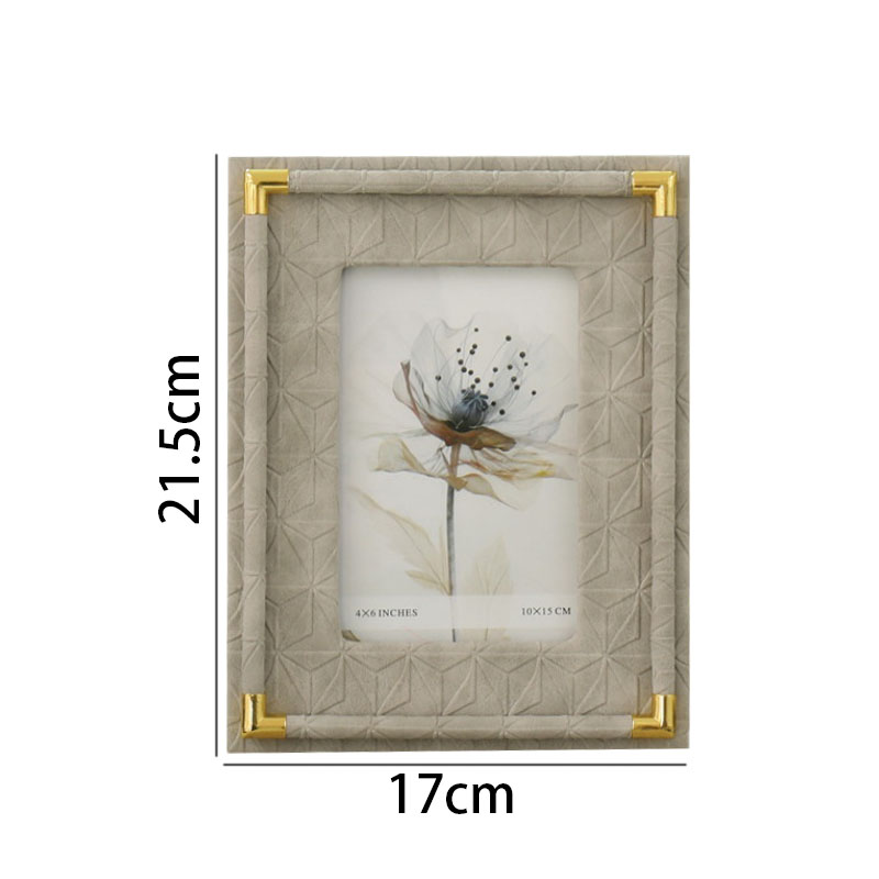 Modern Gold 7 Inch Leather Rectangle Photo Frame Bedroom Bedside Picture Organizer Office Desktop Frame Home Decor Ornaments