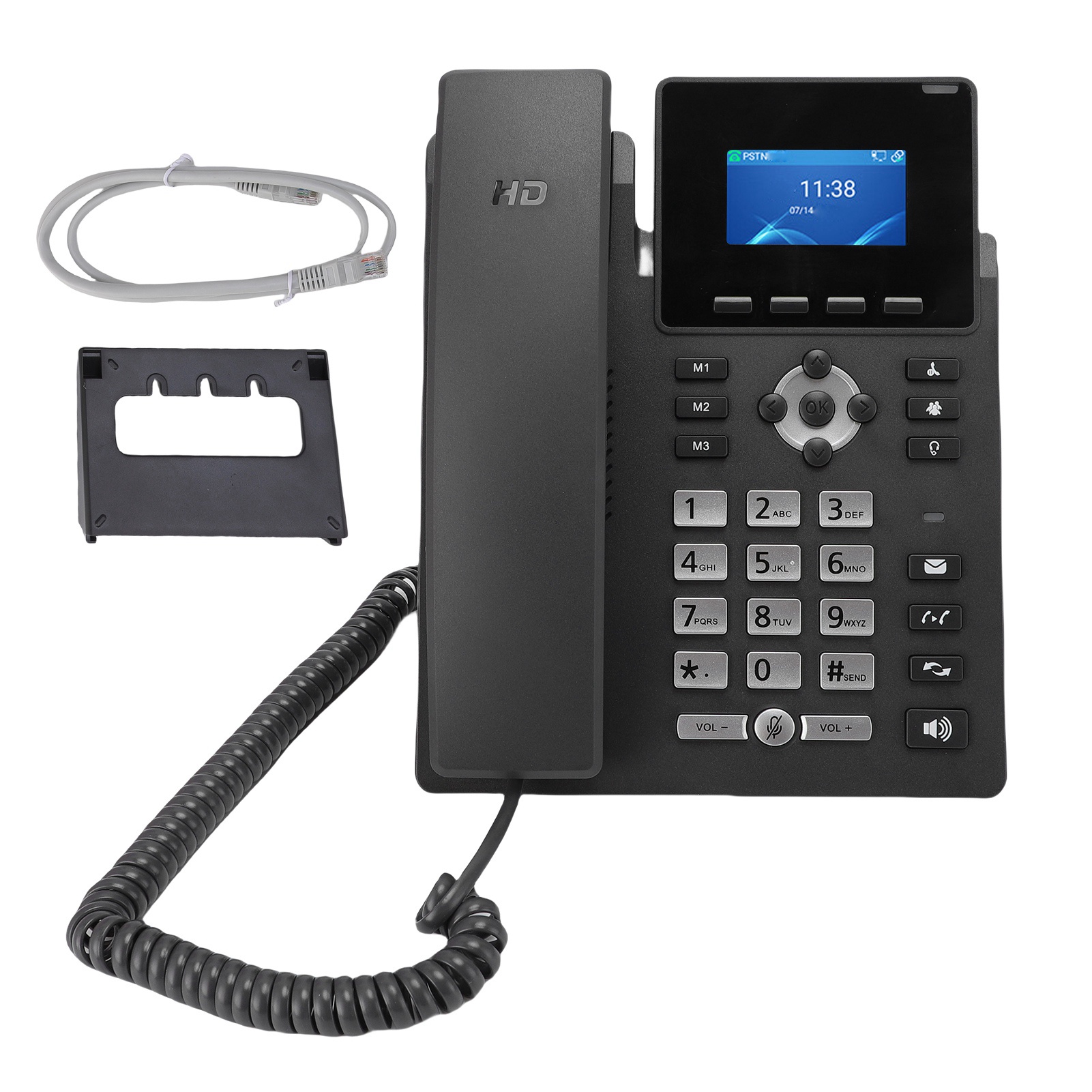 Telefon IP 2.4 cala, telefon IP z obsługą kont VoIP, kolorowy wyświetlacz 2.4 cala, dwuportowy Gigabit Ethernet, biurkowy telefon biznesowy, telefon IP robić transmisji multimediów.: Default Title