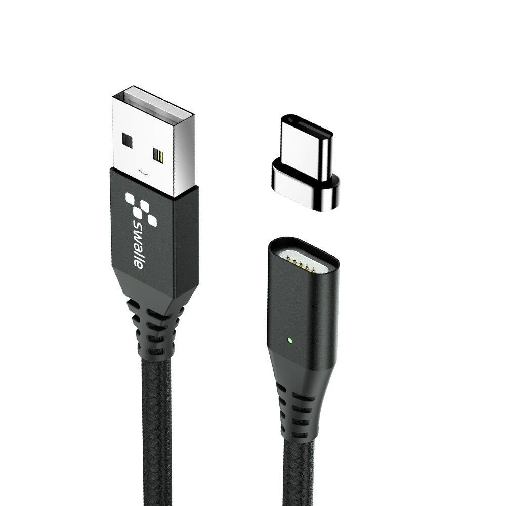 Swai cabo magnético micro usb tipo c, cabo de carregamento rápido para samsung s8 s9 plus, iphone x xr xs max: Type-c