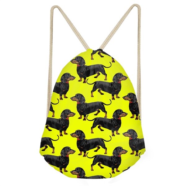 INSTANTARTS Drôle Chien Teckel Imprimé Cordons Sacs pour Adolescents Filles décontracté Softback Sac Sacs Grande Étudiants Sacs À Dos: H10974Z3