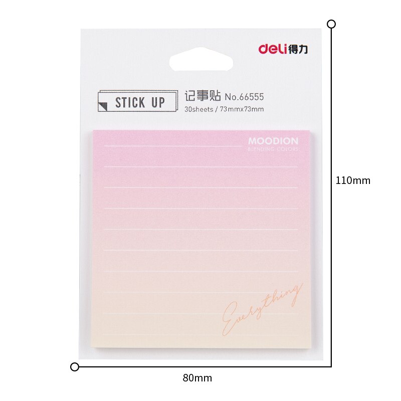 2Packs Totaal 60/80 Sheets Sitcky Note Met Lijn Verse Kleurrijke Memo Pad Studenten Kids Thuis Bericht Note School Briefpapier 66555