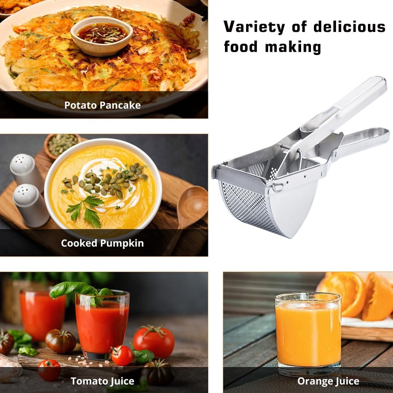 Potato Ricer,multifunction Stainless Steel Potato Masher and Ricer Press and Mash for Perfect Mashed Potatoes Kitchen Tools