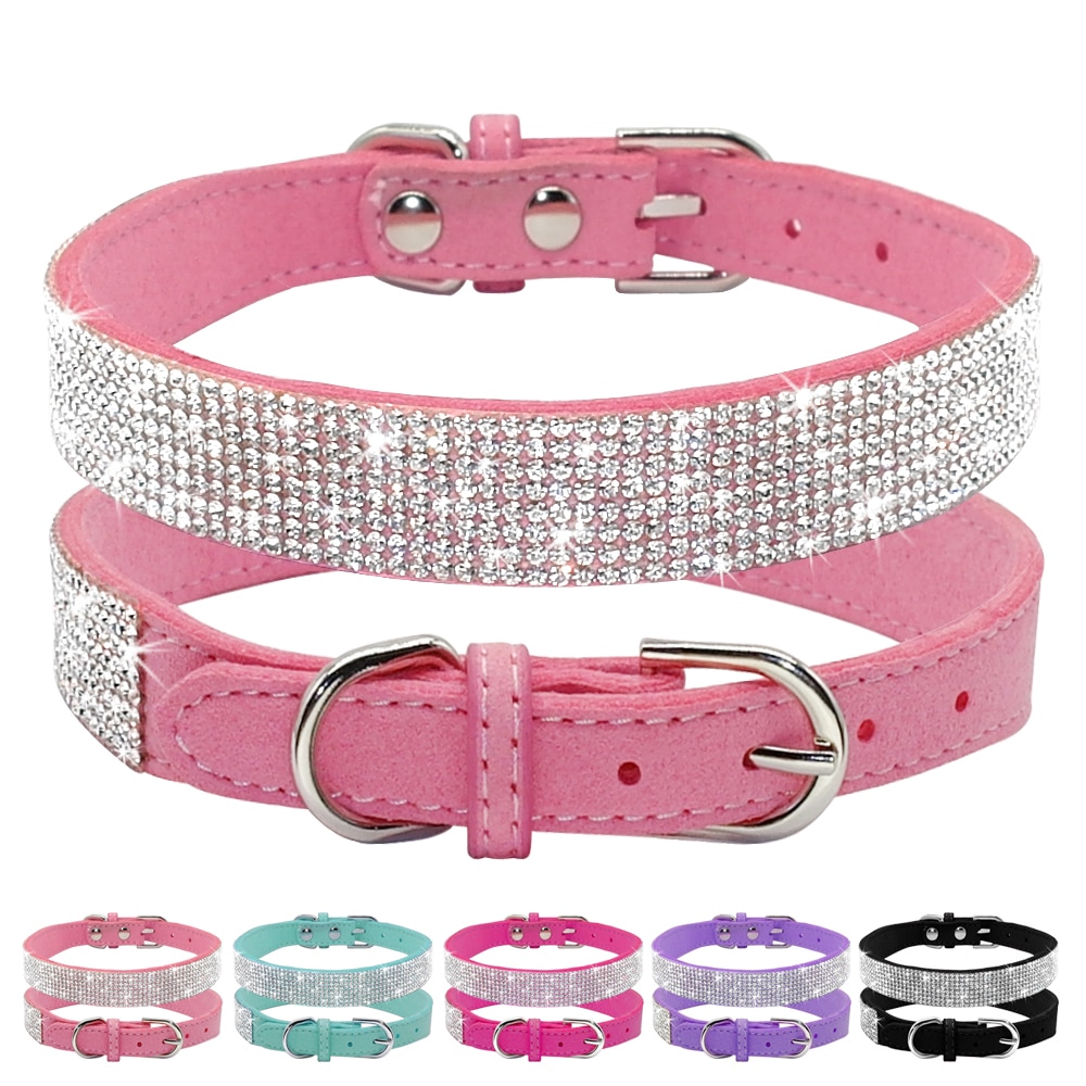 Strass hundhalsband bling kristall katt hundhalsband och koppel set djurpromenader koppel justerbar för små medelstora hundar