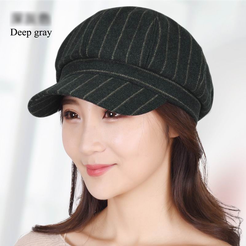 GBCNYIER Beret Female Wild Hat Female Autumn and Winter Caps Retro Version of The Woolen Student Round Face Octagonal Cap: Default Title