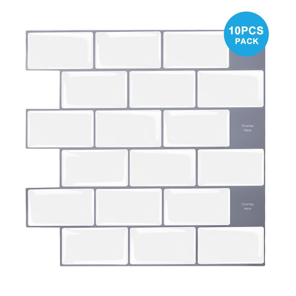 Vividtiles 12*12 Inch Self Adhesive 3D Peel and Stick Subway Wall Tiles for Kitchen &amp; Bathroom Backsplash - 10 Sheet