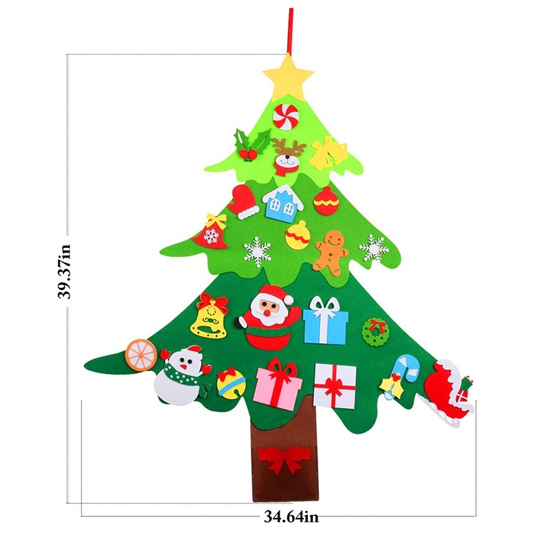 Filt juletræ med 28 ornamenter småbarns år legetøj gør det selv håndværk kunstigt træ julepynt til hjemmet