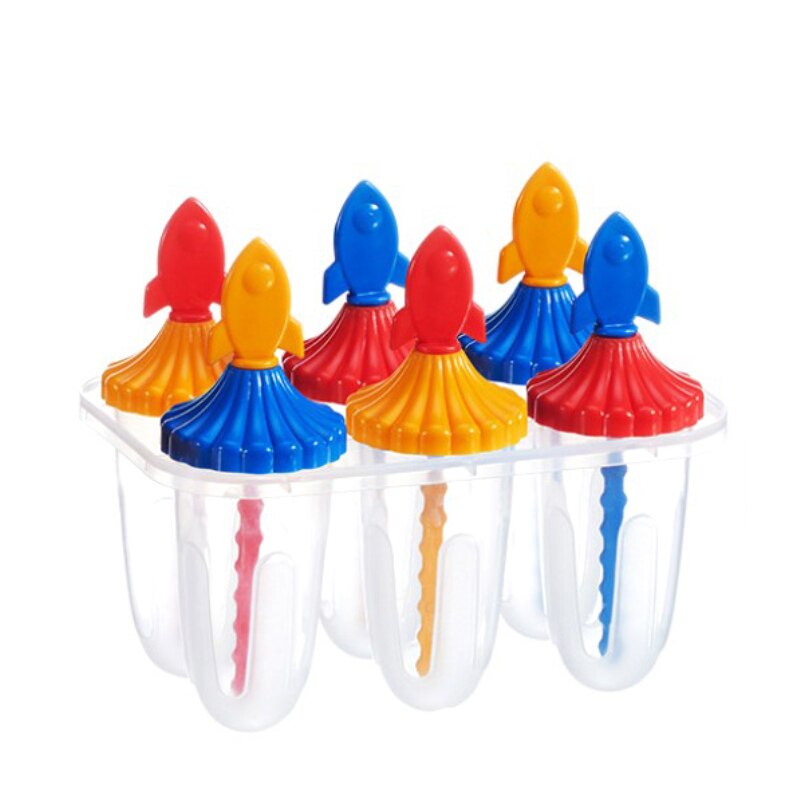 6 Hole Reusable Ice Cream Mould Homemade Popsicle Molds Plastic Ice Mold Popsicle Rocket Popsicle Mold With Handle Kitchen Tools: 01 6-holes