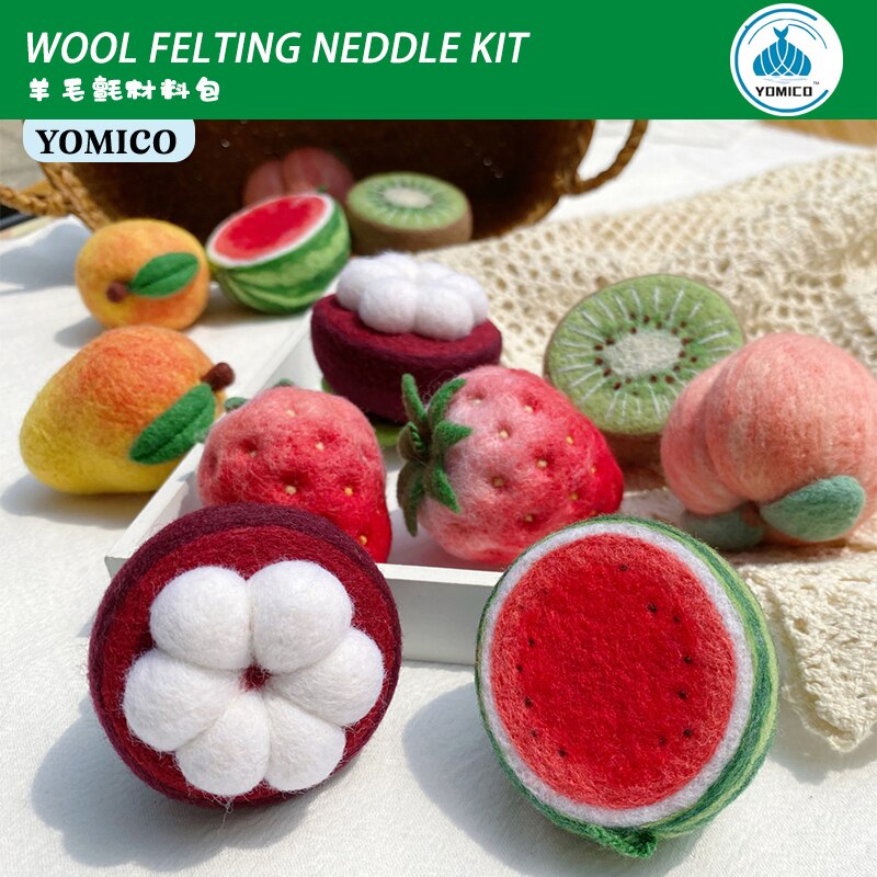 Kit de agujas hechas a mano personalizadas de YOMICO Fruit, juguete de fieltro de aguja de lana, Kit de Material de muñeca, accesorio de Decoración,