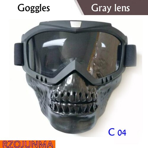Skull Ski goggles Mask Detachable Snowboard Eyewear Windproof Riding Snow Snowmobile Goggle Sci Funny Skiing Glasses Oculos: Gray