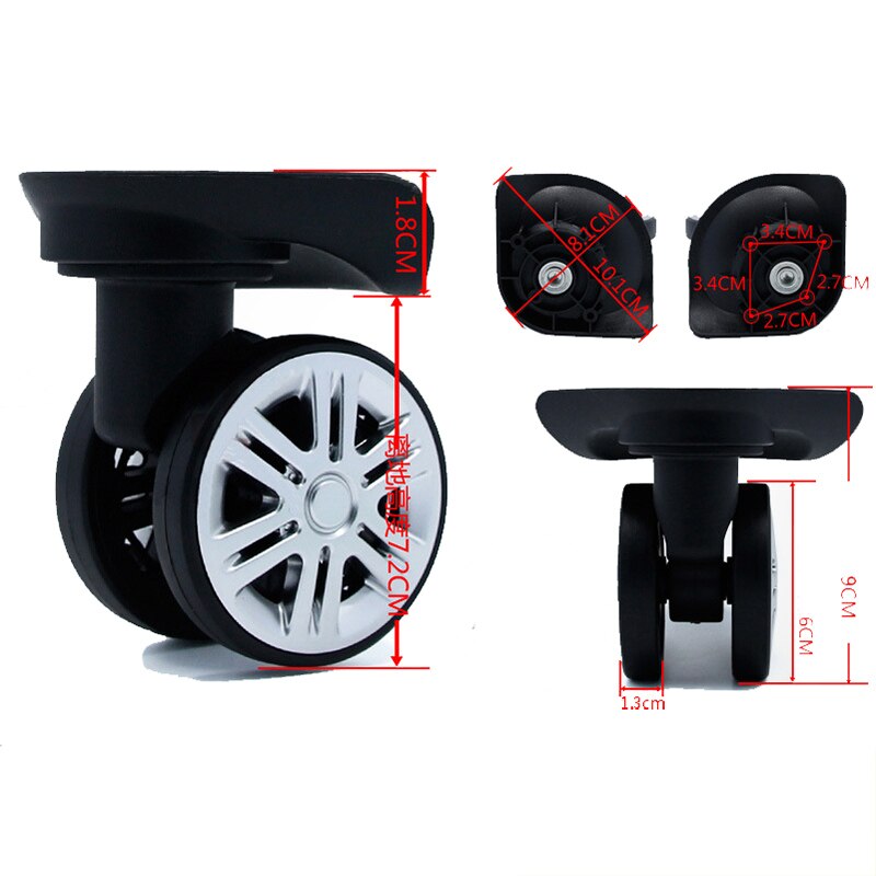 Silent Double row big Wheel Replacement luggage wheels for suitcases repair Trolley caster wheels parts trolley Black Rubber A19: 1 Pair Black new