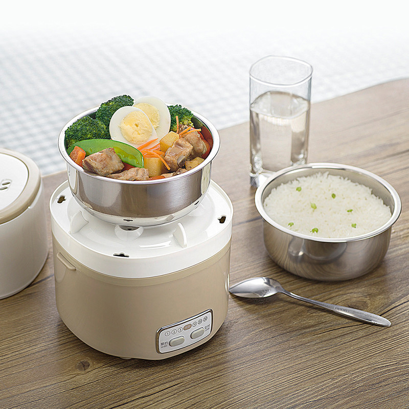 Multi Function Office Mini Cooker 270W 1.5 L Double Layer Stainless Steel Bowl Electric Lunch Box
