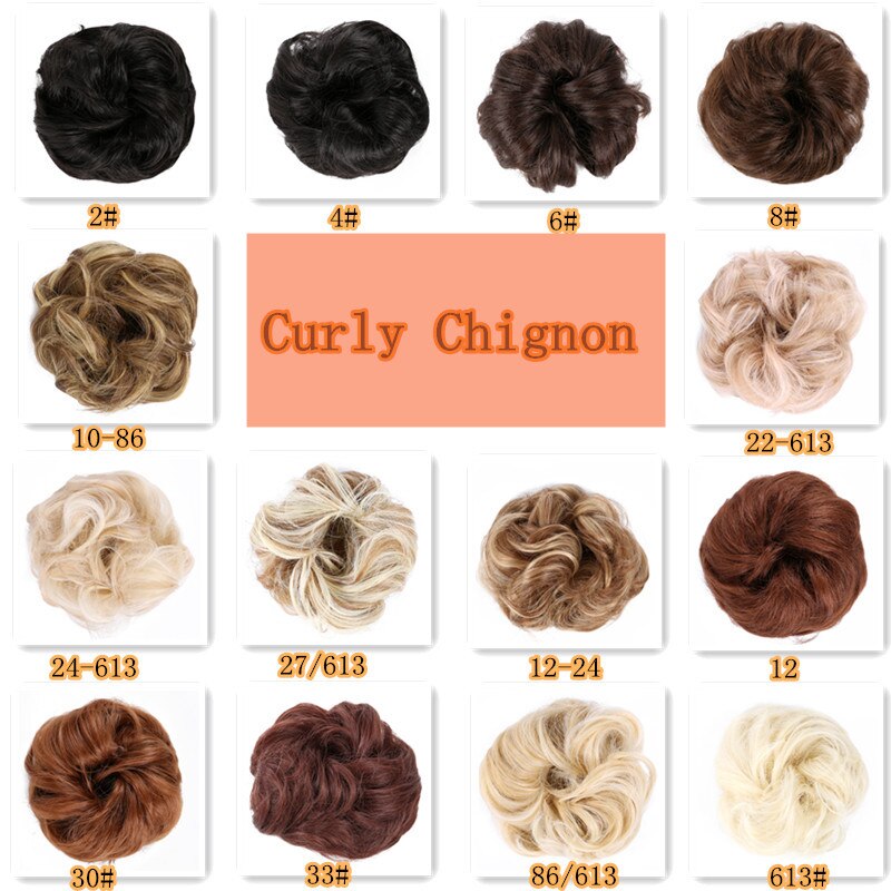 Full Star Synthetic Wrap Curly Messy Hair Bun Chignon Synthetic Hair Donuts Hairpiece For Women Curly Elastic Updo Scrunchy